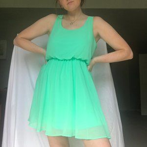 Mint Green Chiffon Mini Dress
